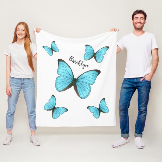 Couverture Polaire Illustration de papillons Morpho (En situation)