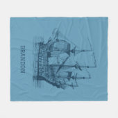 Couverture Polaire Illustration de voilier vintage bleu foncé (Devant (Horizontal))