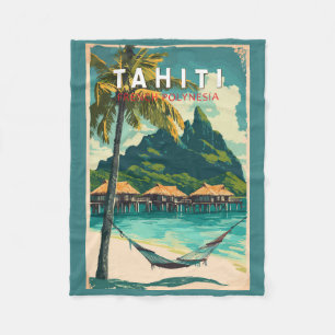 Couverture Polaire Illustration de voyage d'art vintage de Tahiti