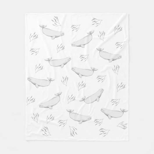 Couverture Polaire Illustration Délicate Des Baleines Beluga Et Des M (Devant)