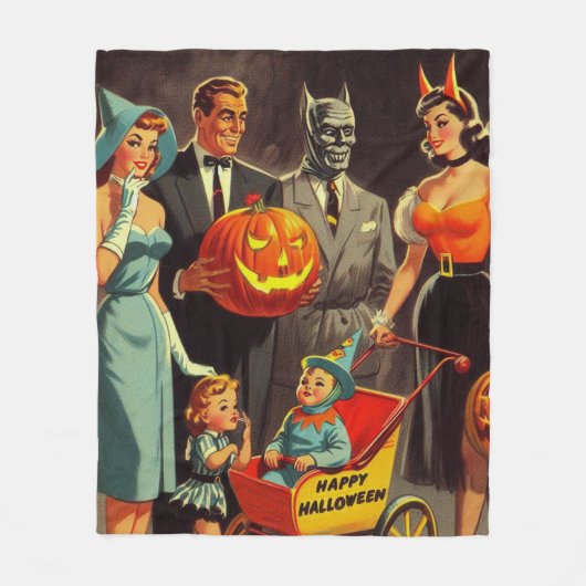Couverture Polaire Illustration d'Halloween vintage (Devant)