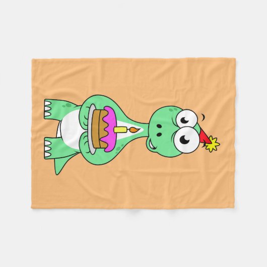 Couverture Polaire Illustration Du Brontosaurus Avec Gâteau D'Anniver (Devant (Horizontal))