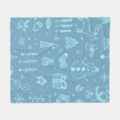 Couverture Polaire Illustration du dessin du Doodle de Noël mignon | (Devant (Horizontal))