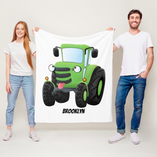 Couverture Polaire Illustration du joli joyeux tracteur agricole vert (En situation)