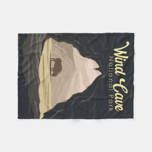 Couverture Polaire Illustration du parc national Wind Cave Travel Art (Devant (Horizontal))