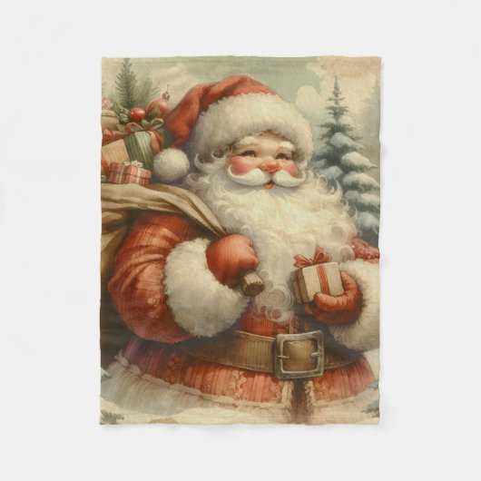 Couverture Polaire Illustration du Père Noël rétro (Devant)