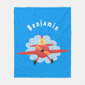 Couverture Polaire Illustration d'un avion rouge volant mignon (Devant)