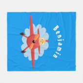 Couverture Polaire Illustration d'un avion rouge volant mignon (Devant (Horizontal))