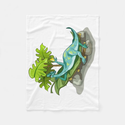 Couverture Polaire Illustration D'Un Bain De Soleil Iguanodon. (Devant)