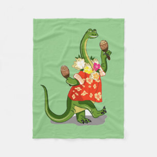 Couverture Polaire Illustration D'Un Brontosaurus Jouant À Maracas.