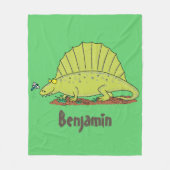 Couverture Polaire Illustration d'un dimétrodon vert mignon (Devant)