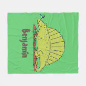 Couverture Polaire Illustration d'un dimétrodon vert mignon (Devant (Horizontal))