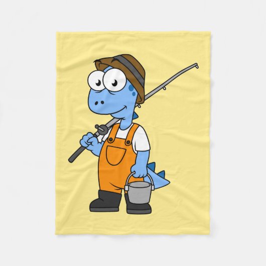 Couverture Polaire Illustration D'Un Pêcheur D'Allosaurus. (Devant)