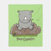 Couverture Polaire Illustration d'un petit rhinocéros (Devant)