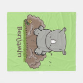 Couverture Polaire Illustration d'un petit rhinocéros (Devant (Horizontal))