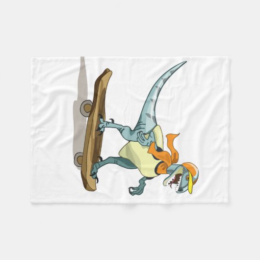 Couverture Polaire Illustration D'Un Raptor Skateboard. (Devant (Horizontal))