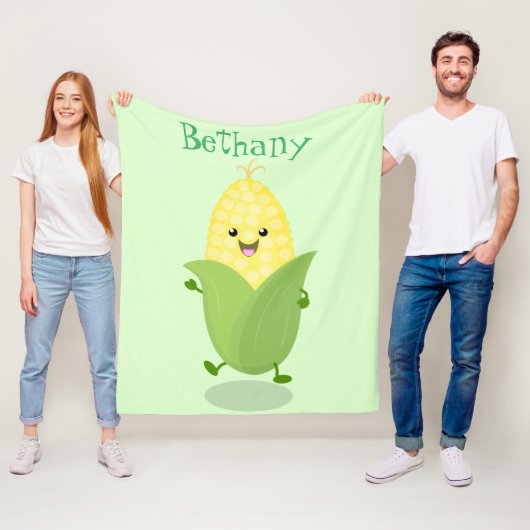 Couverture Polaire Illustration d'une caricature de maïs joyeux (En situation)