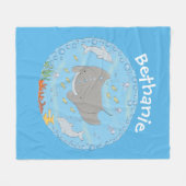 Couverture Polaire Illustration d'une mignonne raie manta et de bulle (Devant (Horizontal))