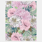 Couverture Polaire Illustration florale rose et blanche de mignonne f (Devant)