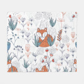 Couverture Polaire Illustration forestière de l'enfant, renards et fl (Devant (Horizontal))