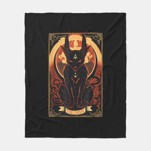 Couverture Polaire Illustration graphique de la carte Tarot Devil Cat (Devant)