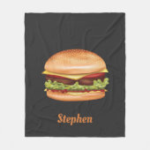 Couverture Polaire Illustration Hamburger Fast Food Avec Nom Personna (Devant)