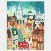 Couverture Polaire Illustration Londres ville dans la neige Noël (Devant)