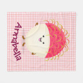 Couverture Polaire Illustration mignon du ramboutan rose (Devant (Horizontal))
