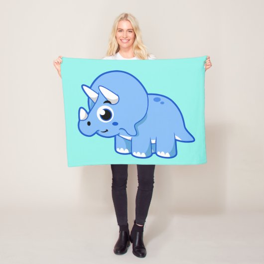 Couverture Polaire Illustration Mignonne D'Un Dinosaure Tricératops. (En situation)