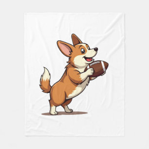 Couverture Polaire Illustration Rétro de Chien de Football Corgi Vint