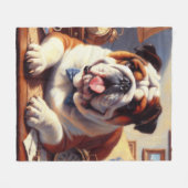 Couverture Polaire Illustration vintage de Bulldog (Devant (Horizontal))