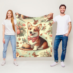 Couverture Polaire Illustration vintage de Corgi Cardigan gallois