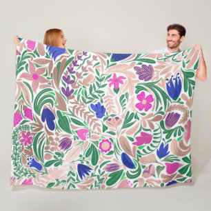 Couverture Polaire Illustrations de feuille florale Rose colorée
