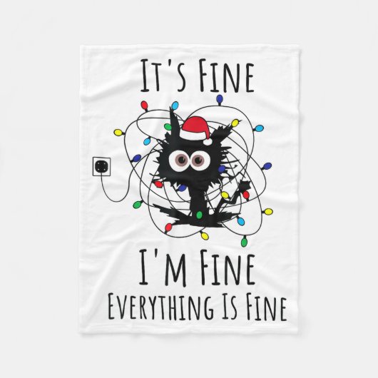 Couverture Polaire I'm Fine Everything Is Fine Cute Cat Christmas Lig (Devant)