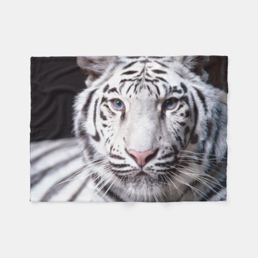 Couverture Polaire Image blanche de tigre de Bengale (Devant (Horizontal))