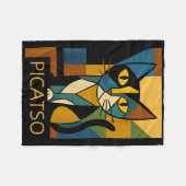 Couverture Polaire Image de chat drôle Picatso - Style d'art cubisme (Devant (Horizontal))