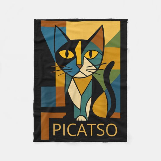 Couverture Polaire Image de chat drôle Picatso - Style d'art cubisme (Devant)