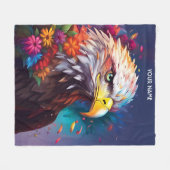 Couverture Polaire Imaginaire Aigle mignon Avec Fleurs (Devant (Horizontal))