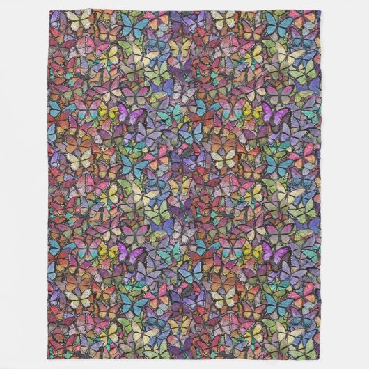 Couverture Polaire imaginaire arc-en-ciel  papillon motif (Devant)