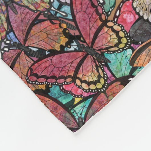 Couverture Polaire imaginaire arc-en-ciel  papillon motif (Coin)