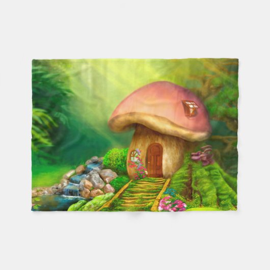 Couverture Polaire Imaginaire champignon maison (Devant (Horizontal))