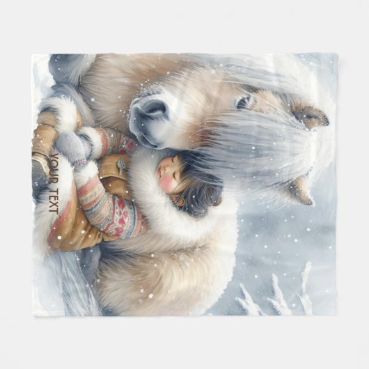 Couverture Polaire Imaginaire Cheval mignon fille hiver (Devant (Horizontal))