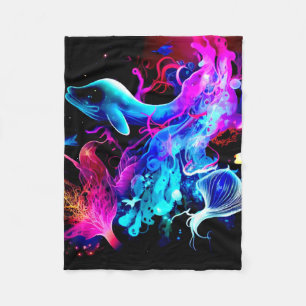 COUVERTURE POLAIRE IMAGINAIRE COLORÉ CRÉATURES MARINE FLEECE BLANKET