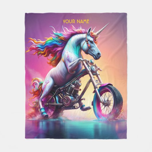 Couverture Polaire Imaginaire Cute Unicorn équitation vélo (Devant)