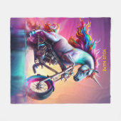 Couverture Polaire Imaginaire Cute Unicorn équitation vélo (Devant (Horizontal))