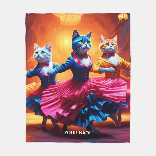 Couverture Polaire Imaginaire Cute Vivid Chats Danser Cancan (Devant)