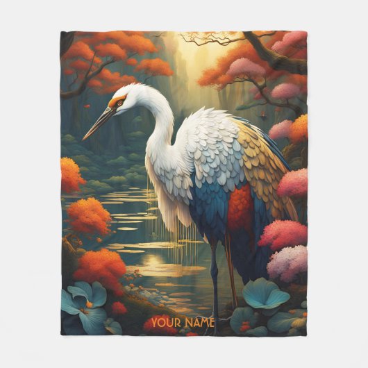 Couverture Polaire Imaginaire Cute Vivid Majestic Grue Fleurs (Devant)