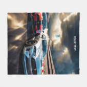 Couverture Polaire Imaginaire Cute Vivid Voitures Big Race (Devant (Horizontal))