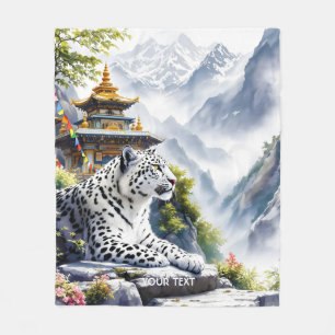 Couverture Polaire Imaginaire Cute White Leopard Mountains