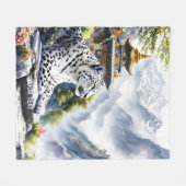 Couverture Polaire Imaginaire Cute White Leopard Mountains (Devant (Horizontal))